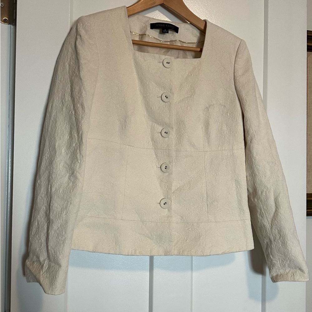 Anne Klein Cream Textured Blazer